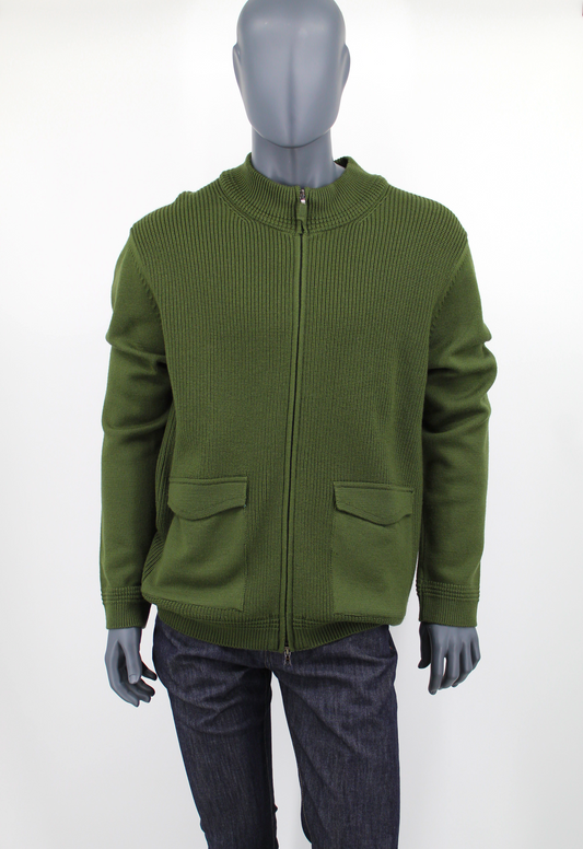 Green Full Zip Sweater