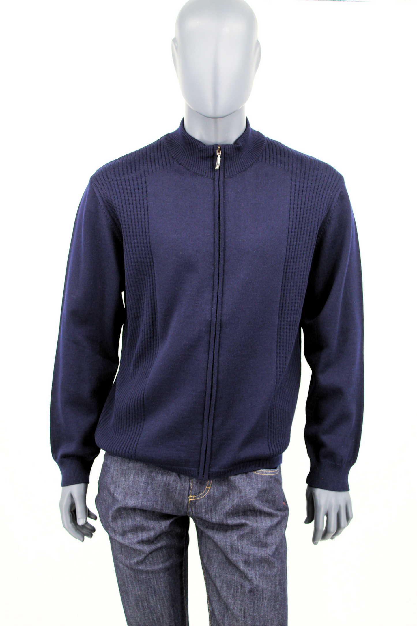 Navy Full Zip Sweater